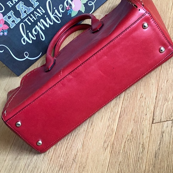 Nine West deep red media bag.  14”x10”x5”. Black interior - Picture 10 of 12